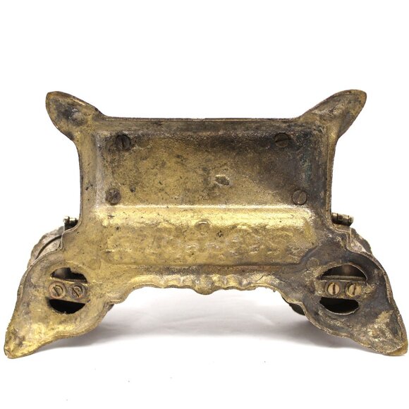 Rococo Style Silver Plated Brass Desktop Double Inkwell w/Cherubs Letter Holder - Picture 11 of 11